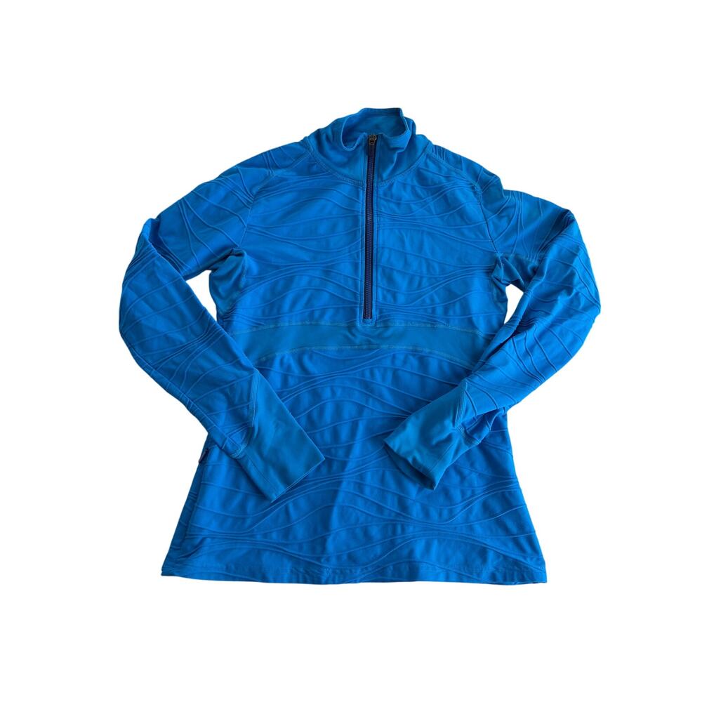 Title Nine Womens Swift 1/4 Zip Top Medium Blue Long Sleeve Activewear